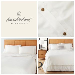 3 pc Full/Queen Linen Blend Duvet Set, Color: Sour Cream